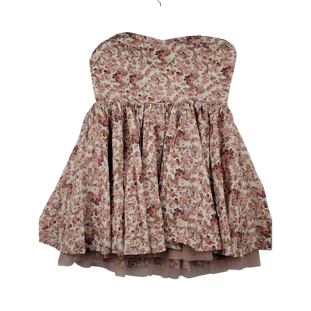 Altar State XL Floral Strapless Dress Tulle Layer Flounce Skirt